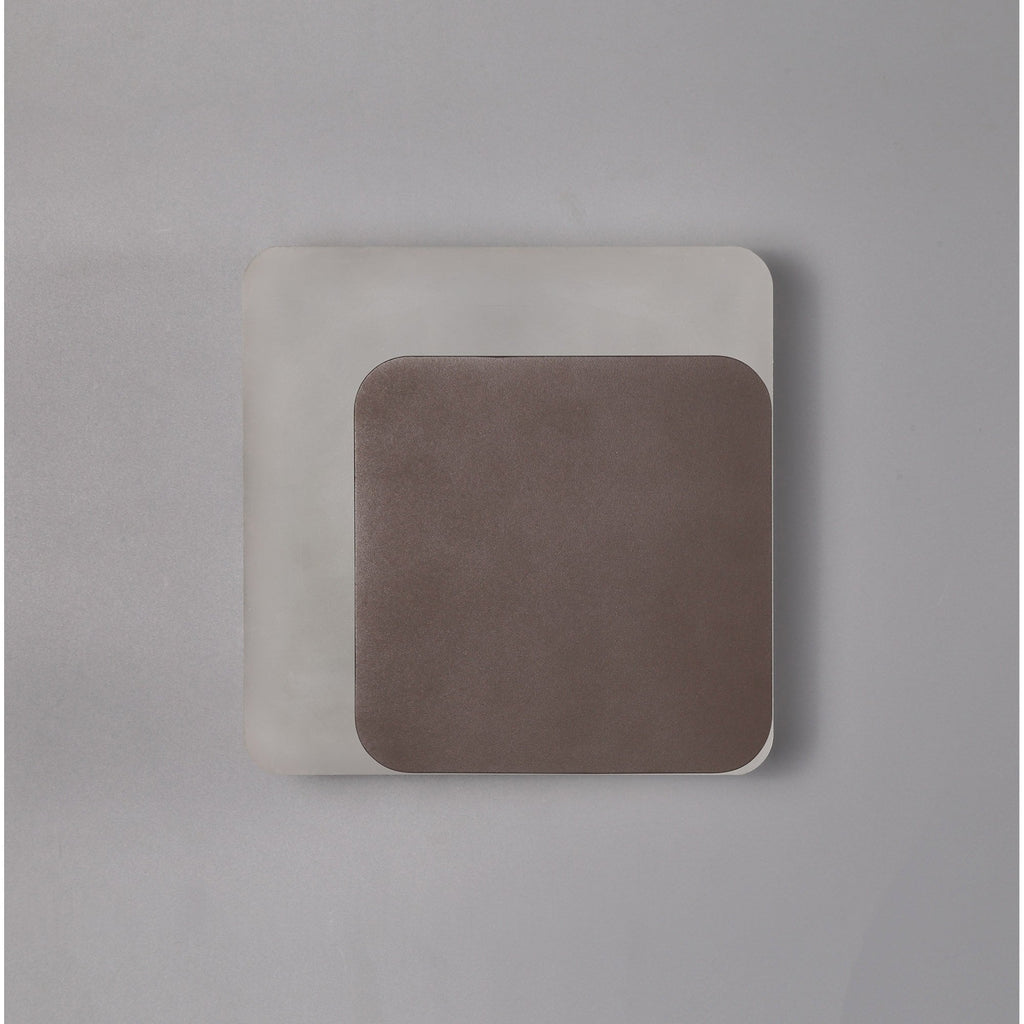 NLK04349 Modena Magnetic Base Wall Lamp LED 15/19cm Square Right Offset Coffee/Acrylic Frosted Diffuser