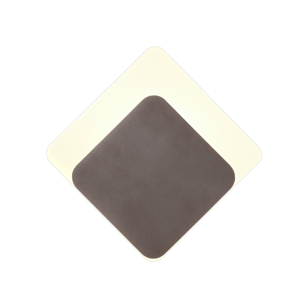 NLK04359 Modena Magnetic Base Wall Lamp LED 15/19cm Diamond Bottom Offset Coffee/Acrylic Frosted Diffuser