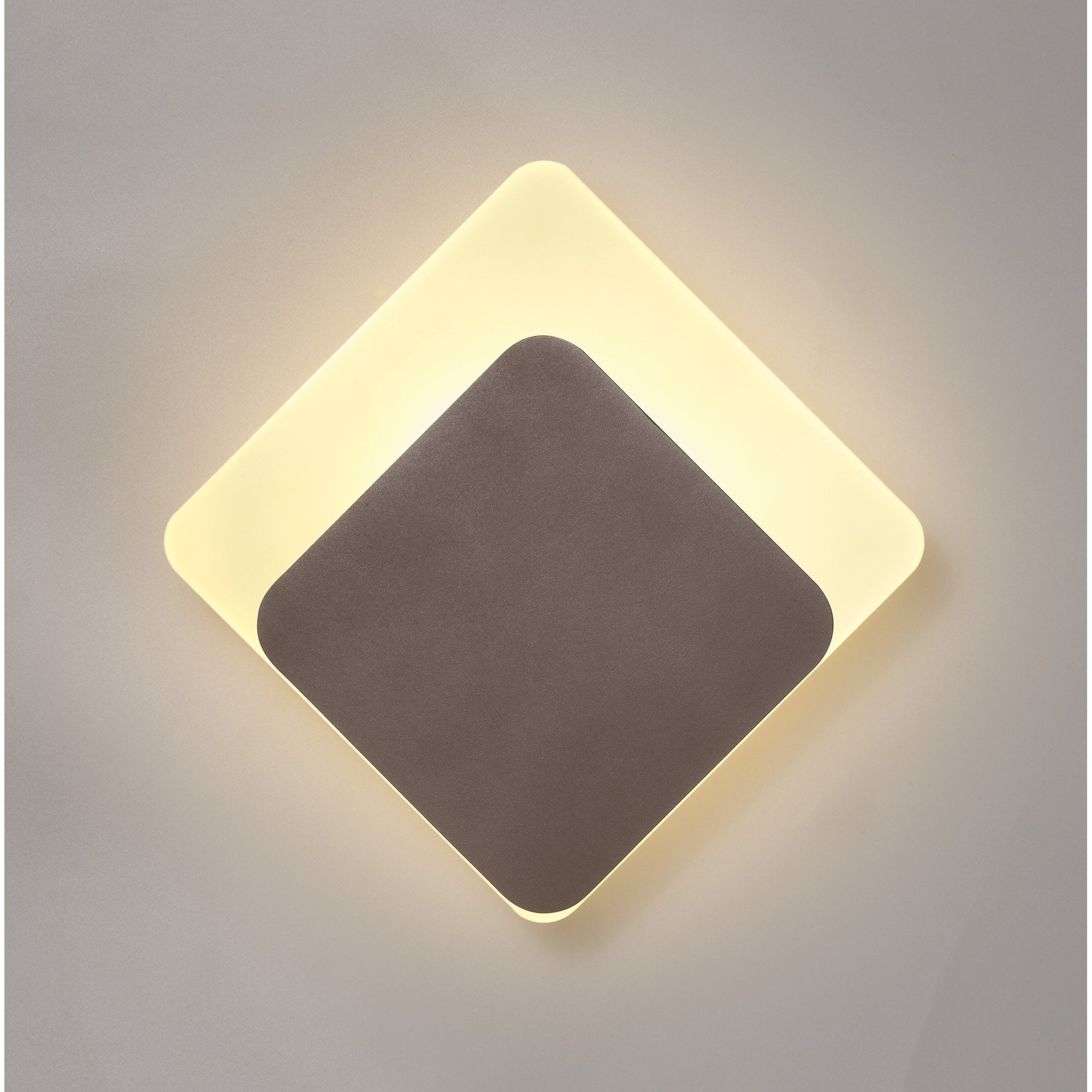 NLK04359 Modena Magnetic Base Wall Lamp LED 15/19cm Diamond Bottom Offset Coffee/Acrylic Frosted Diffuser