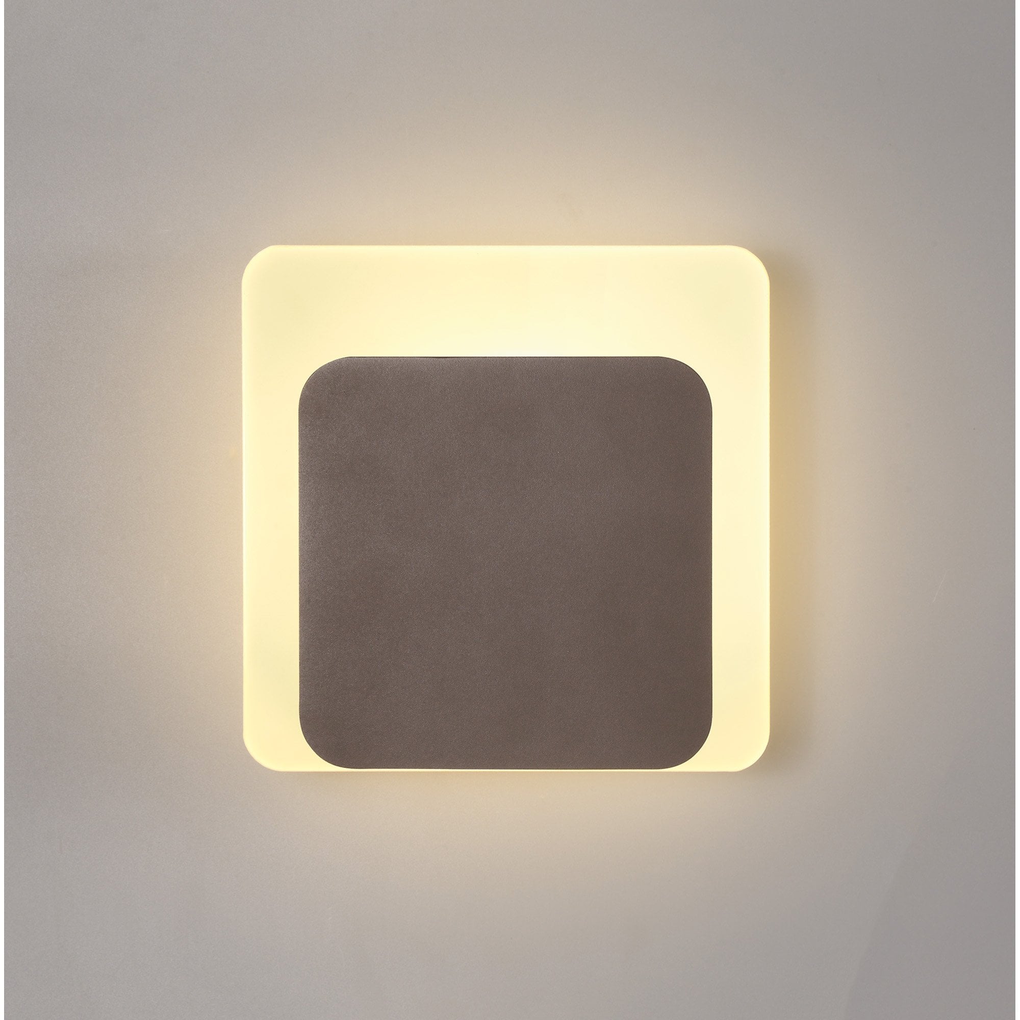 NLK04369 Modena Magnetic Base Wall Lamp LED 15/19cm Square Bottom Offset Coffee/Acrylic Frosted Diffuser