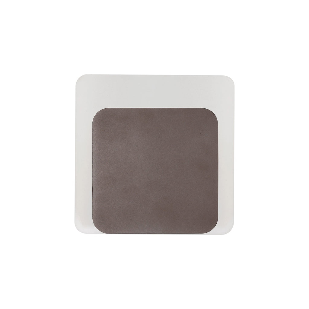 NLK04369 Modena Magnetic Base Wall Lamp LED 15/19cm Square Bottom Offset Coffee/Acrylic Frosted Diffuser