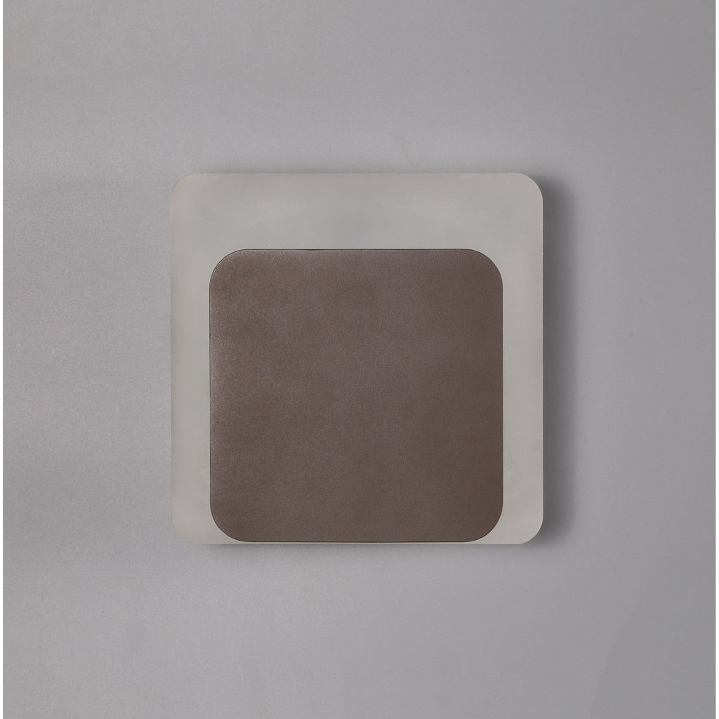 NLK04369 Modena Magnetic Base Wall Lamp LED 15/19cm Square Bottom Offset Coffee/Acrylic Frosted Diffuser