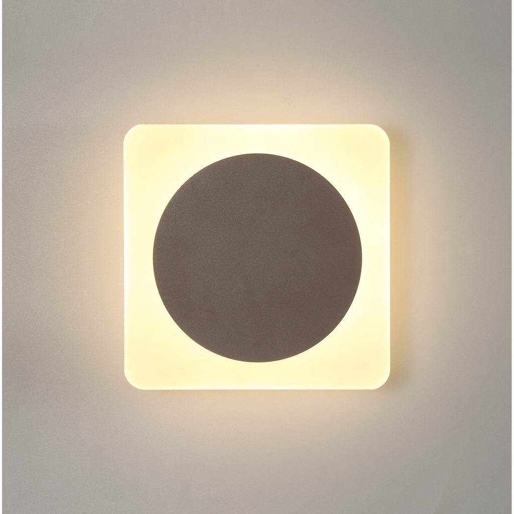 NLK04379 Modena Magnetic Base Wall Lamp LED 15cm Round 19cm Square Centre Coffee/Acrylic Frosted Diffuser