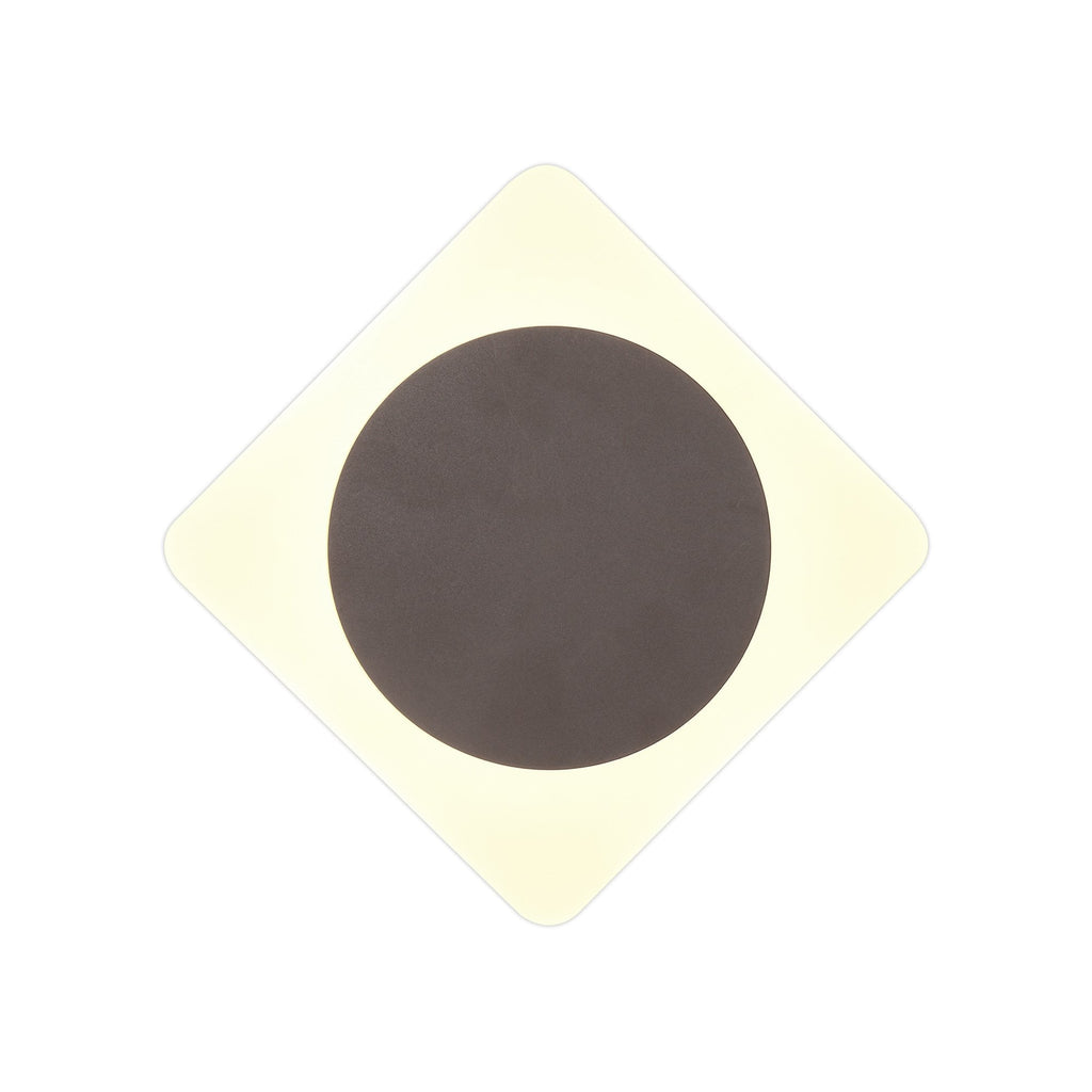 NLK04389 Modena Magnetic Base Wall Lamp LED 15cm Round 19cm Diamond Centre Coffee/Acrylic Frosted Diffuser
