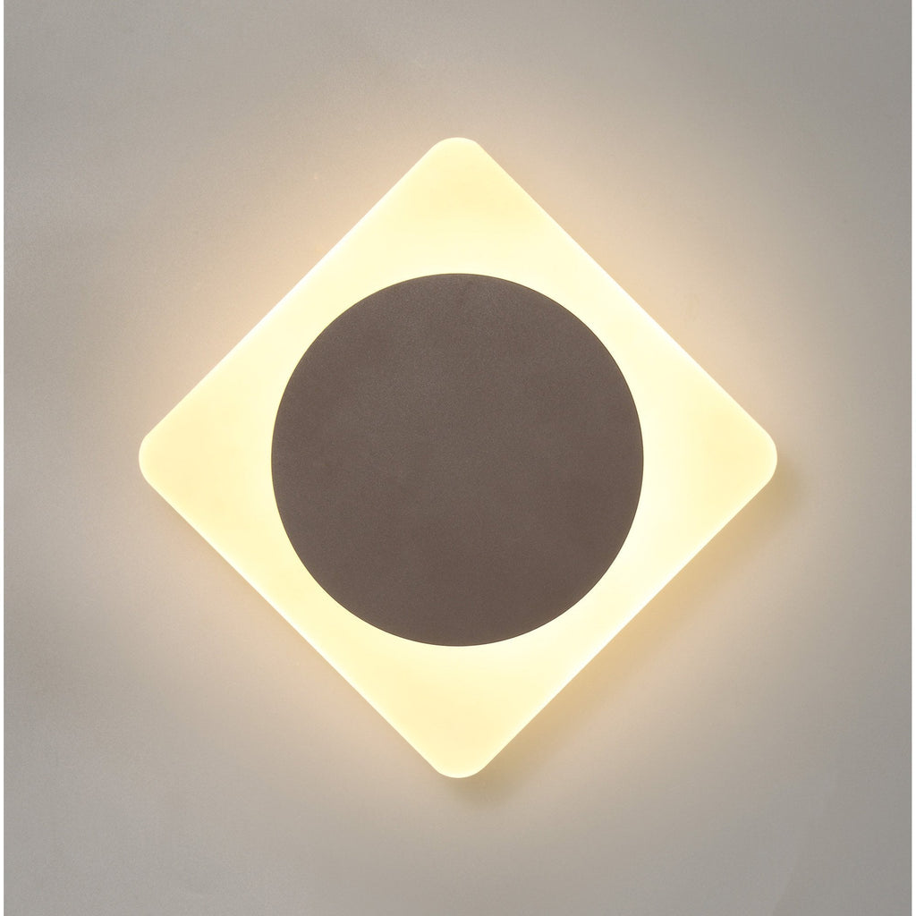 NLK04389 Modena Magnetic Base Wall Lamp LED 15cm Round 19cm Diamond Centre Coffee/Acrylic Frosted Diffuser
