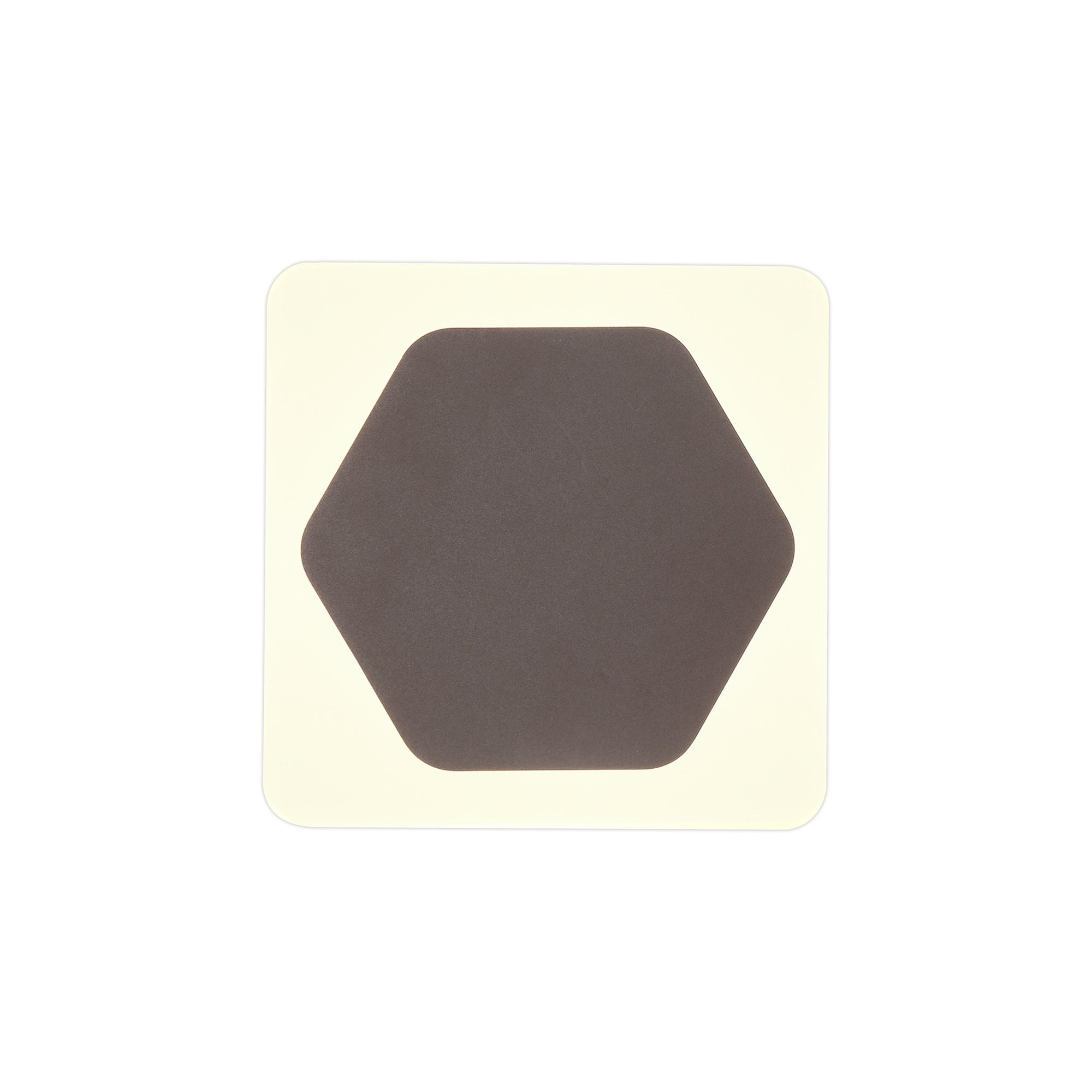 NLK04399 Modena Magnetic Base Wall Lamp LED 15cm Horizontal Hexagonal 19cm Square Centre Coffee/Acrylic Frosted Diffuser