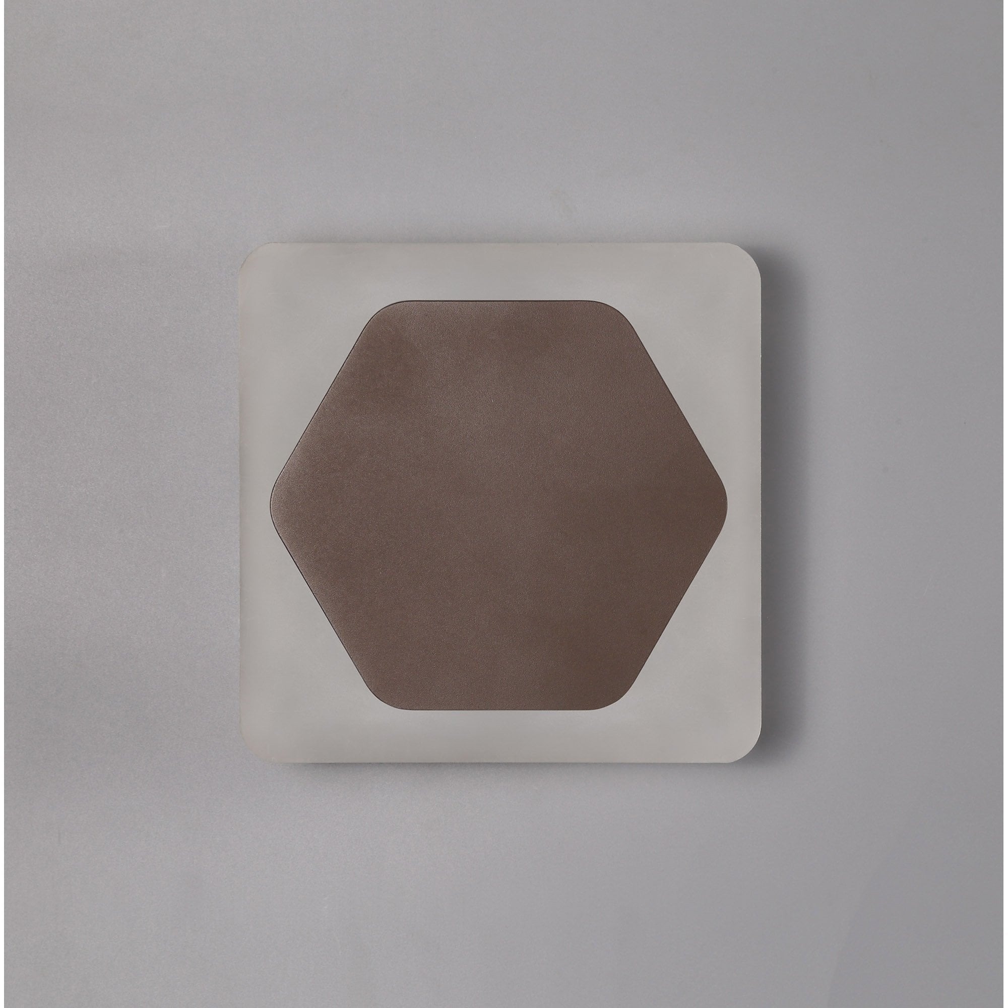 NLK04399 Modena Magnetic Base Wall Lamp LED 15cm Horizontal Hexagonal 19cm Square Centre Coffee/Acrylic Frosted Diffuser