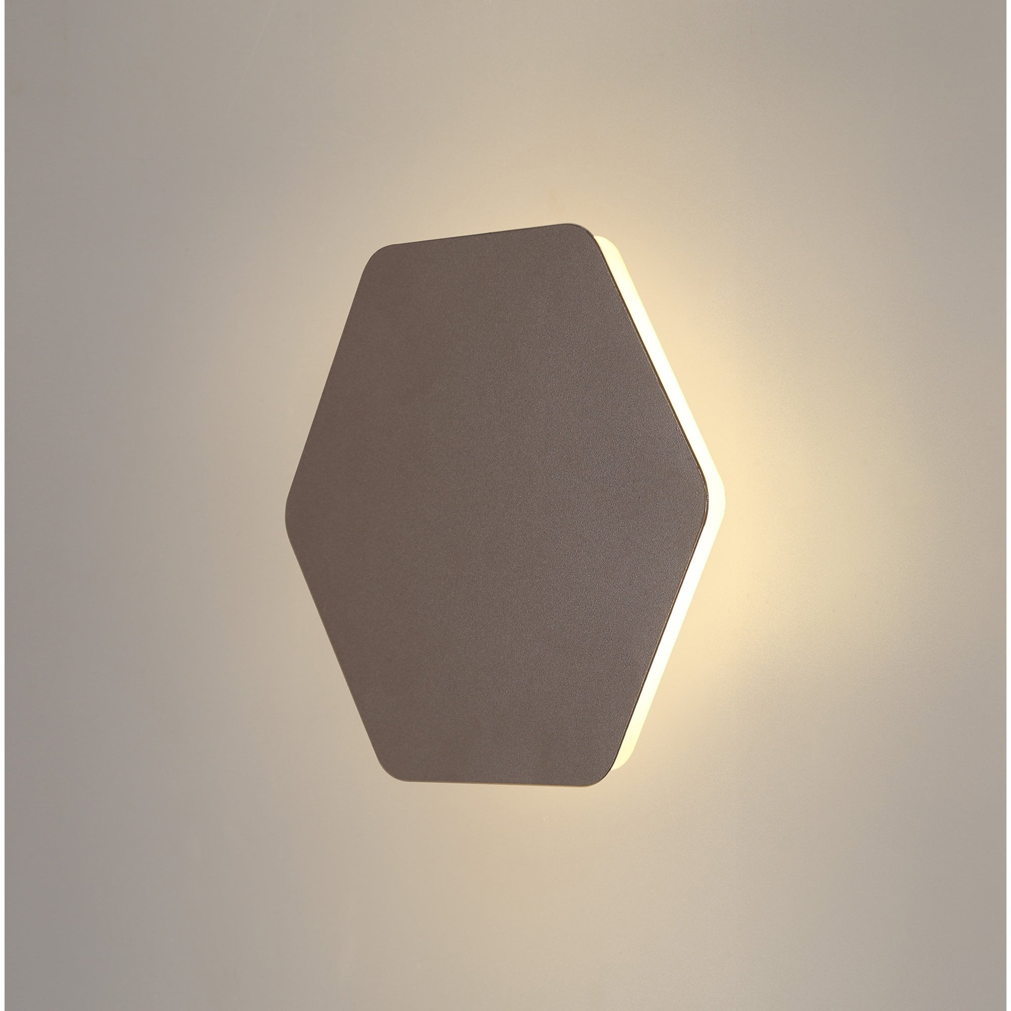 NLK04429 Modena Magnetic Base Wall Lamp LED 20/19cm Horizontal Hexagonal Centre Coffee/Acrylic Frosted Diffuser