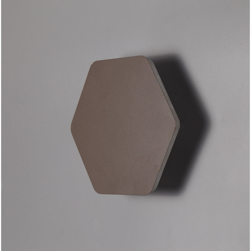 NLK04429 Modena Magnetic Base Wall Lamp LED 20/19cm Horizontal Hexagonal Centre Coffee/Acrylic Frosted Diffuser