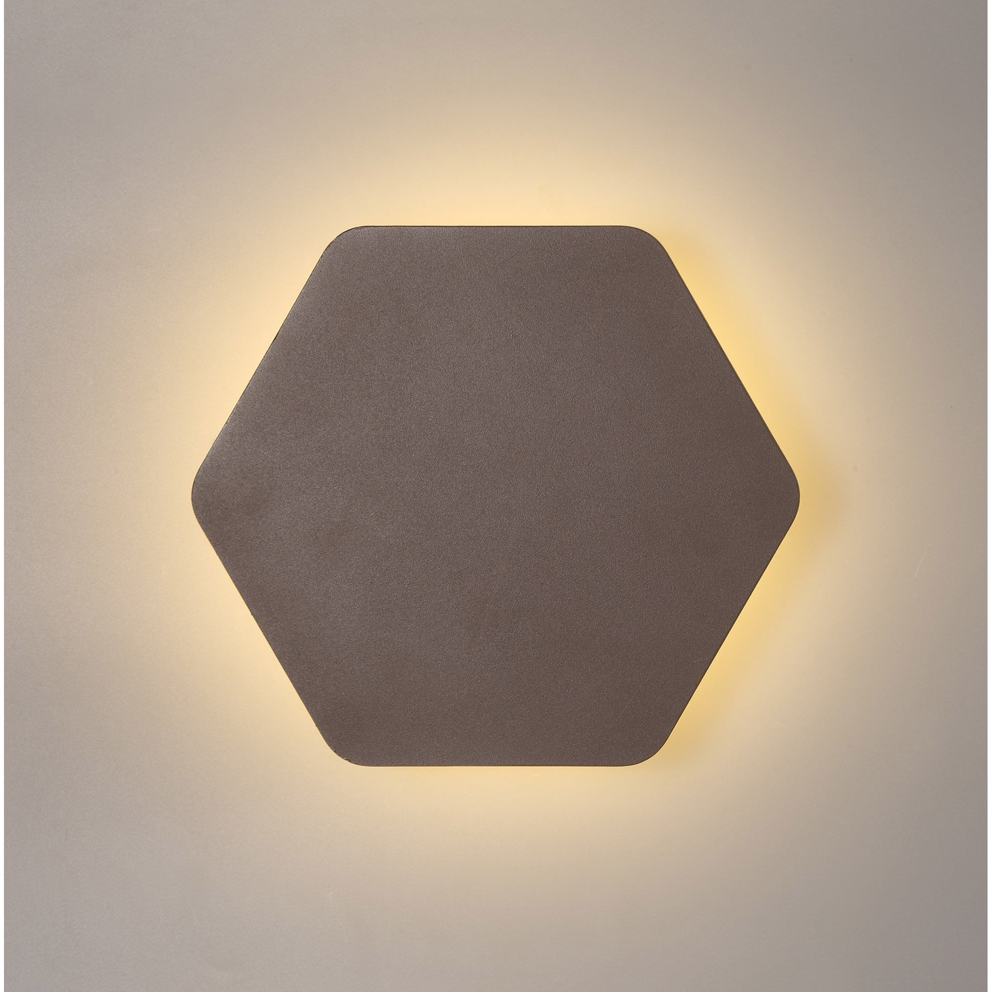 NLK04429 Modena Magnetic Base Wall Lamp LED 20/19cm Horizontal Hexagonal Centre Coffee/Acrylic Frosted Diffuser
