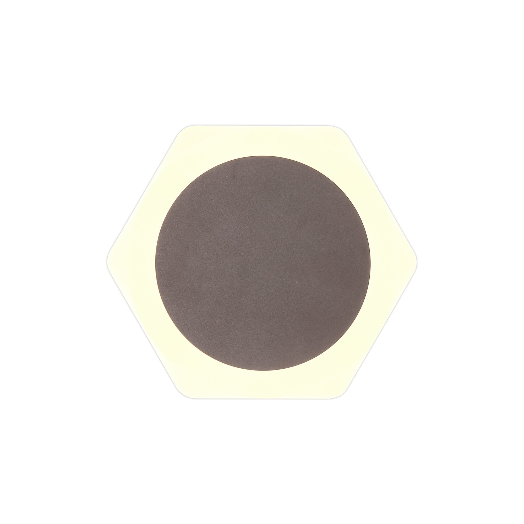 NLK04449 Modena Magnetic Base Wall Lamp LED 15cm Round 19cm Horizontal Hexagonal Centre Coffee/Acrylic Frosted Diffuser