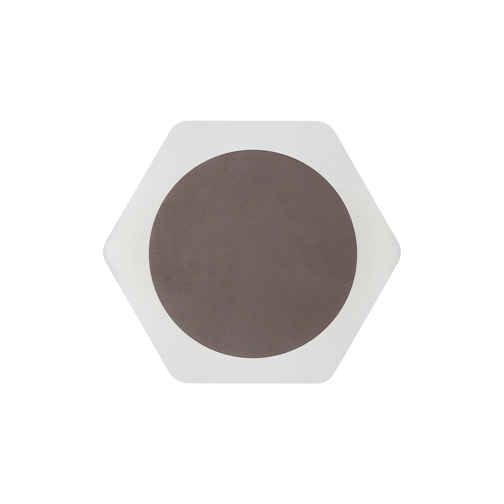 NLK04449 Modena Magnetic Base Wall Lamp LED 15cm Round 19cm Horizontal Hexagonal Centre Coffee/Acrylic Frosted Diffuser