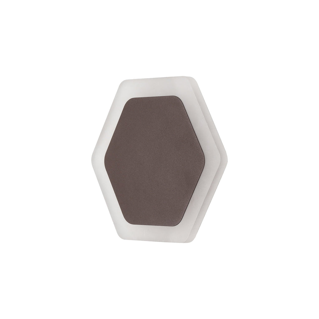 NLK04459 Modena Magnetic Base Wall Lamp LED 15/19cm Horizontal Hexagonal Centre Coffee/Acrylic Frosted Diffuser