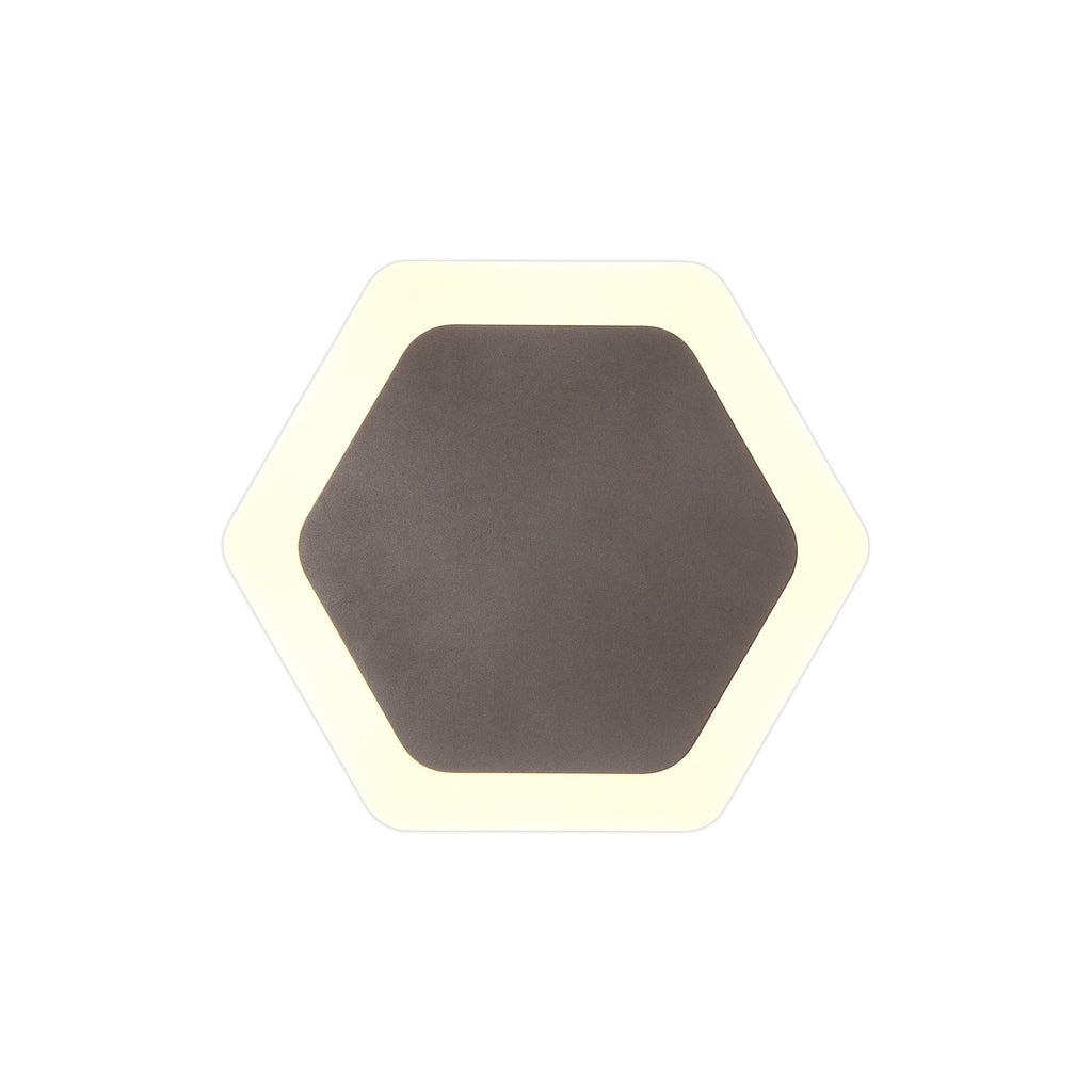 NLK04459 Modena Magnetic Base Wall Lamp LED 15/19cm Horizontal Hexagonal Centre Coffee/Acrylic Frosted Diffuser