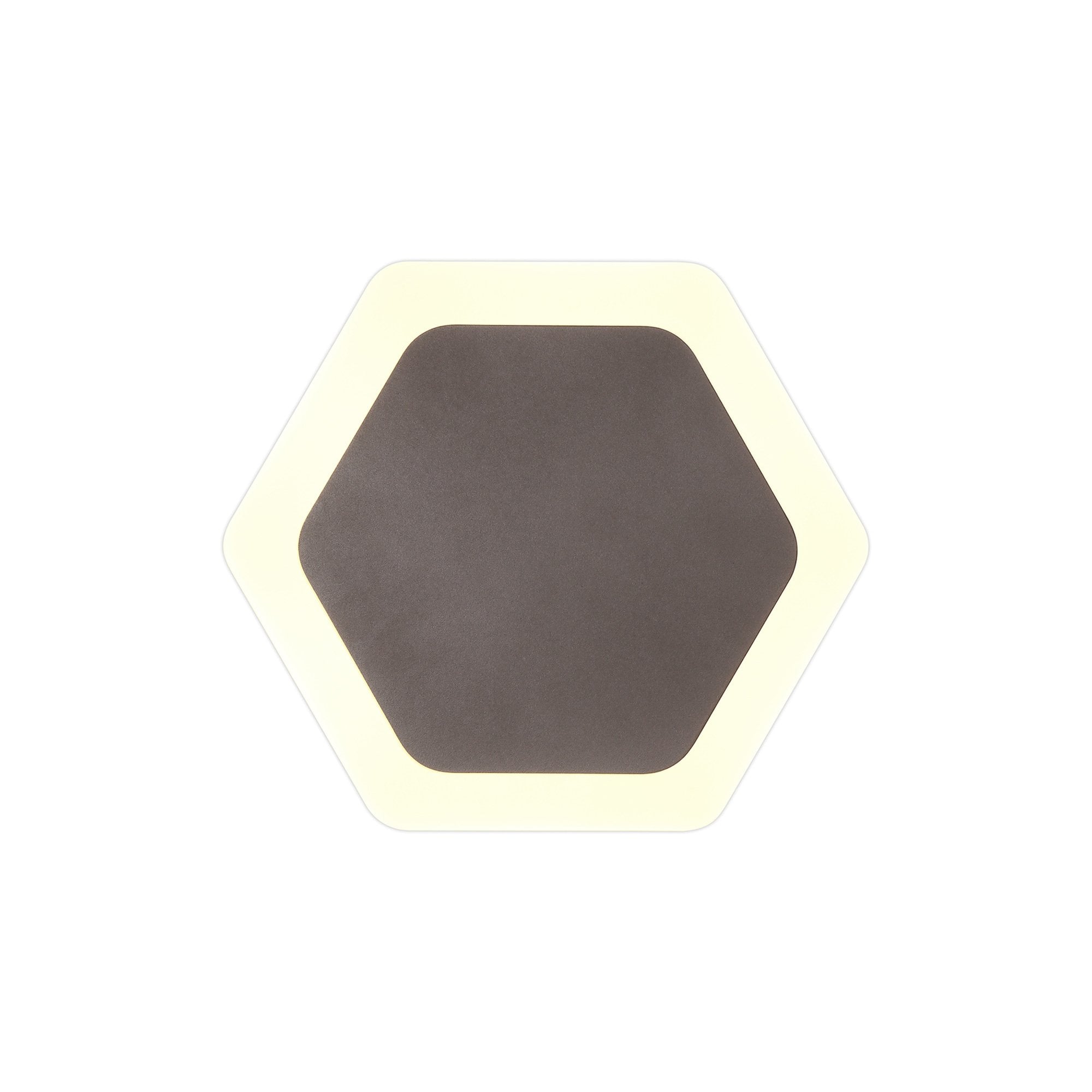 NLK04459 Modena Magnetic Base Wall Lamp LED 15/19cm Horizontal Hexagonal Centre Coffee/Acrylic Frosted Diffuser