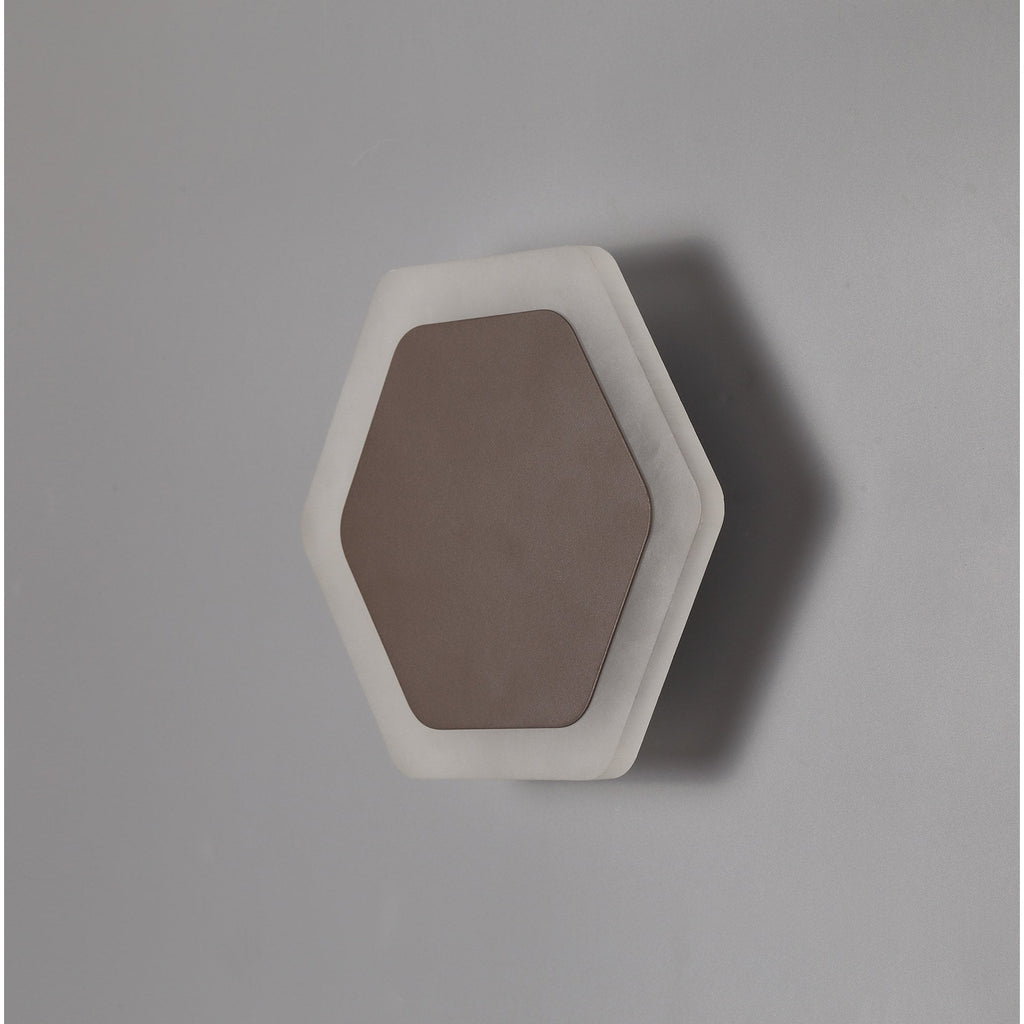 NLK04459 Modena Magnetic Base Wall Lamp LED 15/19cm Horizontal Hexagonal Centre Coffee/Acrylic Frosted Diffuser
