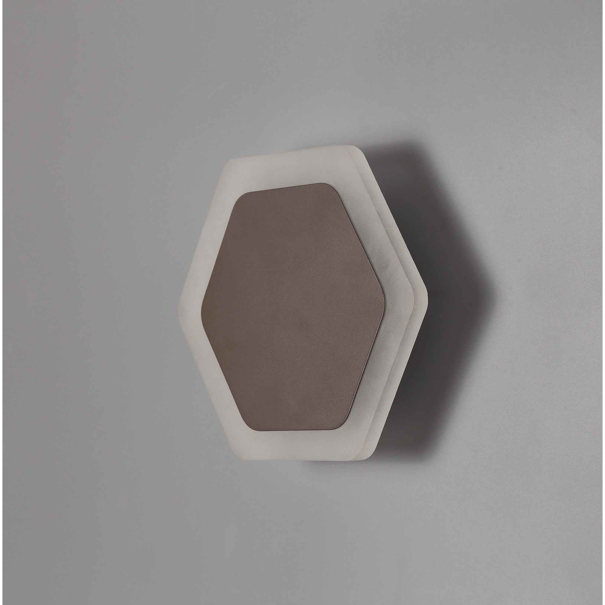 NLK04459 Modena Magnetic Base Wall Lamp LED 15/19cm Horizontal Hexagonal Centre Coffee/Acrylic Frosted Diffuser