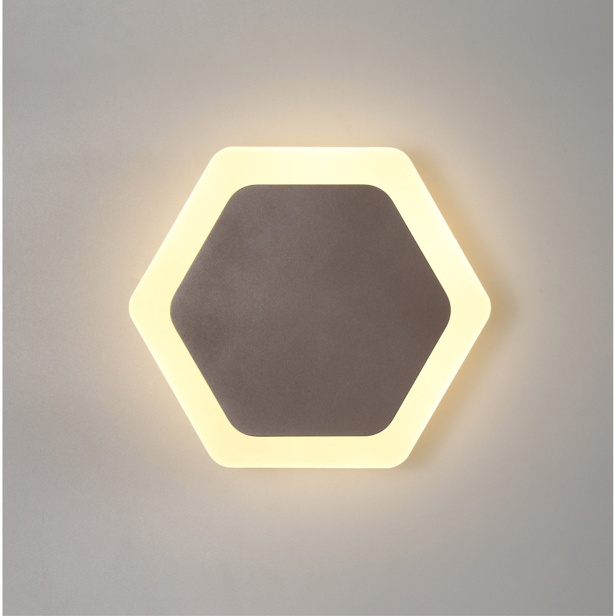 NLK04459 Modena Magnetic Base Wall Lamp LED 15/19cm Horizontal Hexagonal Centre Coffee/Acrylic Frosted Diffuser