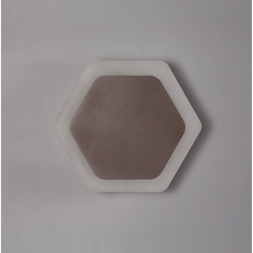 NLK04459 Modena Magnetic Base Wall Lamp LED 15/19cm Horizontal Hexagonal Centre Coffee/Acrylic Frosted Diffuser
