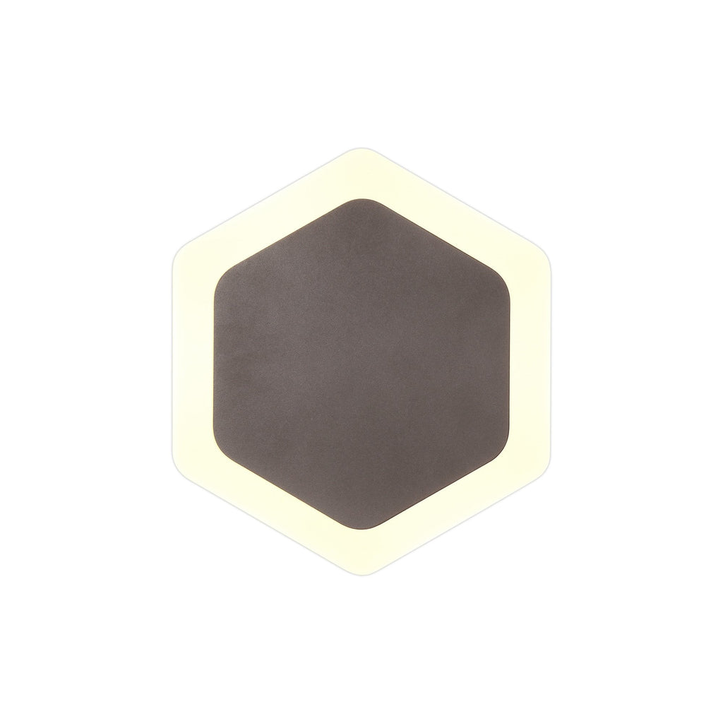 NLK04469 Modena Magnetic Base Wall Lamp LED 15/19cm Vertical Hexagonal Centre Coffee/Acrylic Frosted Diffuser