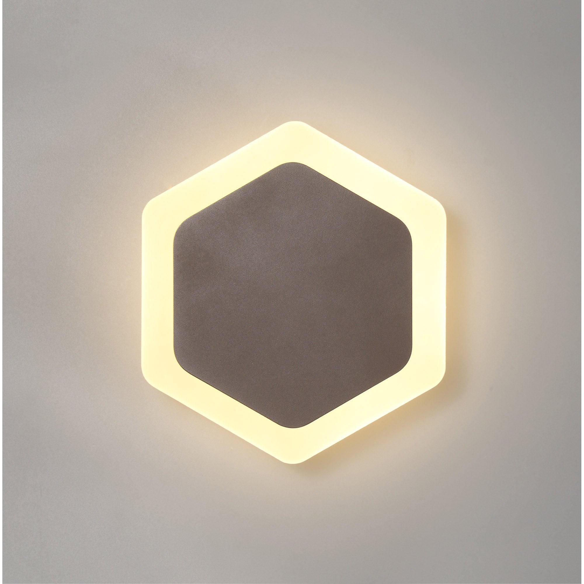 NLK04469 Modena Magnetic Base Wall Lamp LED 15/19cm Vertical Hexagonal Centre Coffee/Acrylic Frosted Diffuser