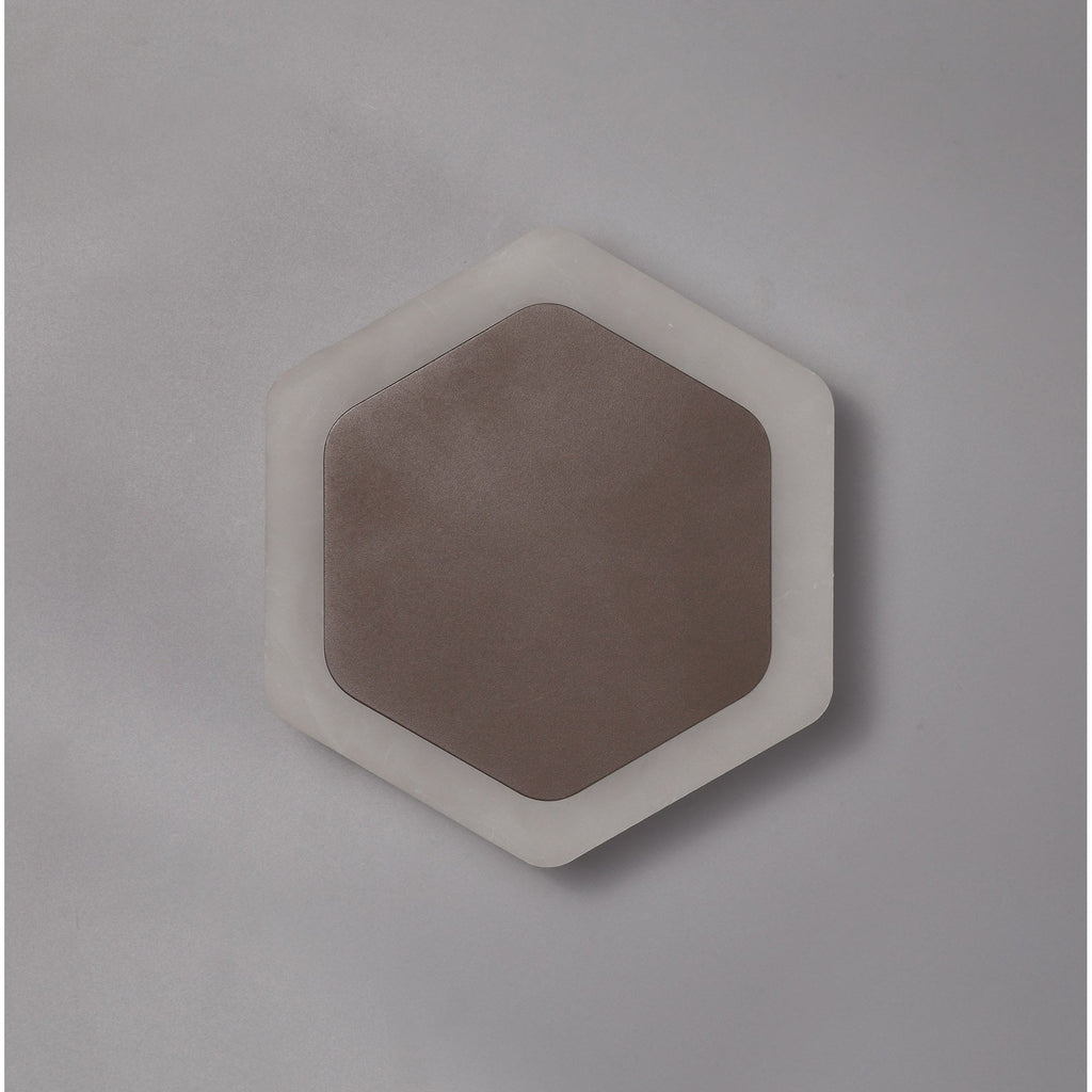 NLK04469 Modena Magnetic Base Wall Lamp LED 15/19cm Vertical Hexagonal Centre Coffee/Acrylic Frosted Diffuser