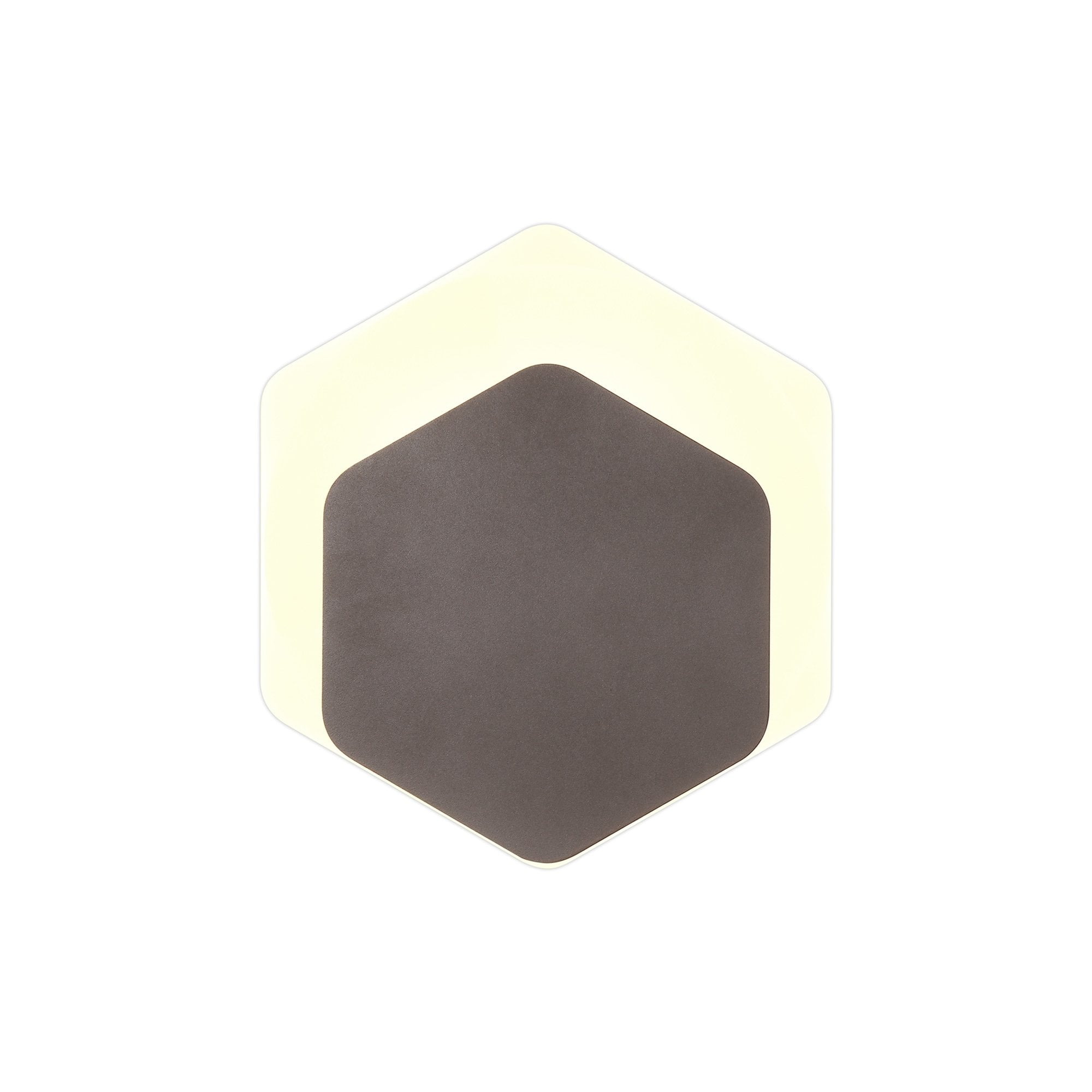 NLK04479 Modena Magnetic Base Wall Lamp LED 15/19cm Vertical Hexagonal Bottom Offset Coffee/Acrylic Frosted Diffuser