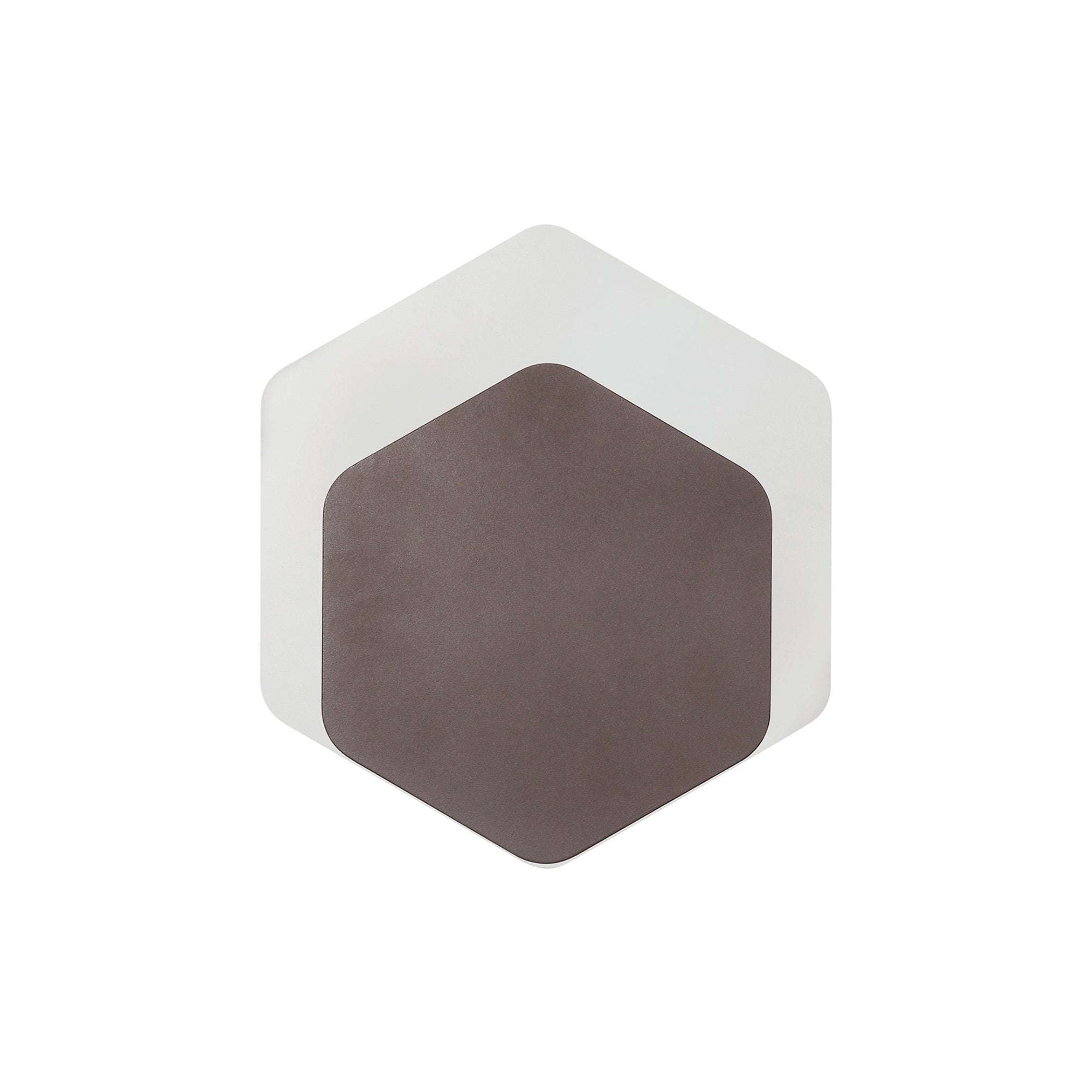 NLK04479 Modena Magnetic Base Wall Lamp LED 15/19cm Vertical Hexagonal Bottom Offset Coffee/Acrylic Frosted Diffuser