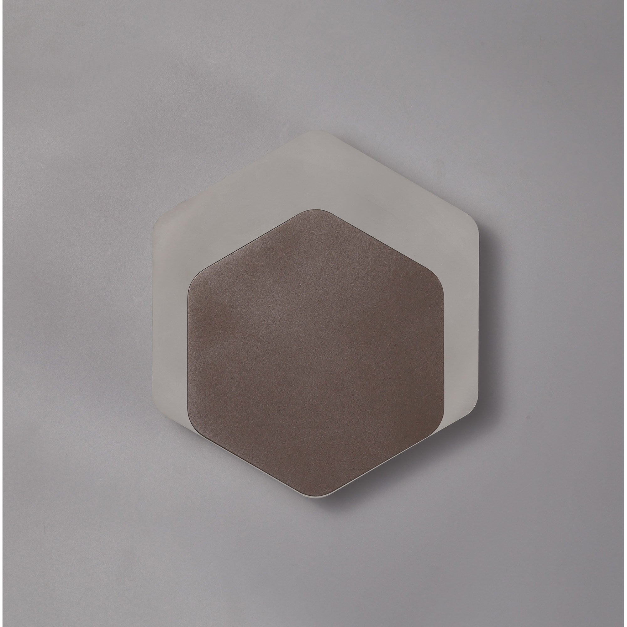 NLK04479 Modena Magnetic Base Wall Lamp LED 15/19cm Vertical Hexagonal Bottom Offset Coffee/Acrylic Frosted Diffuser