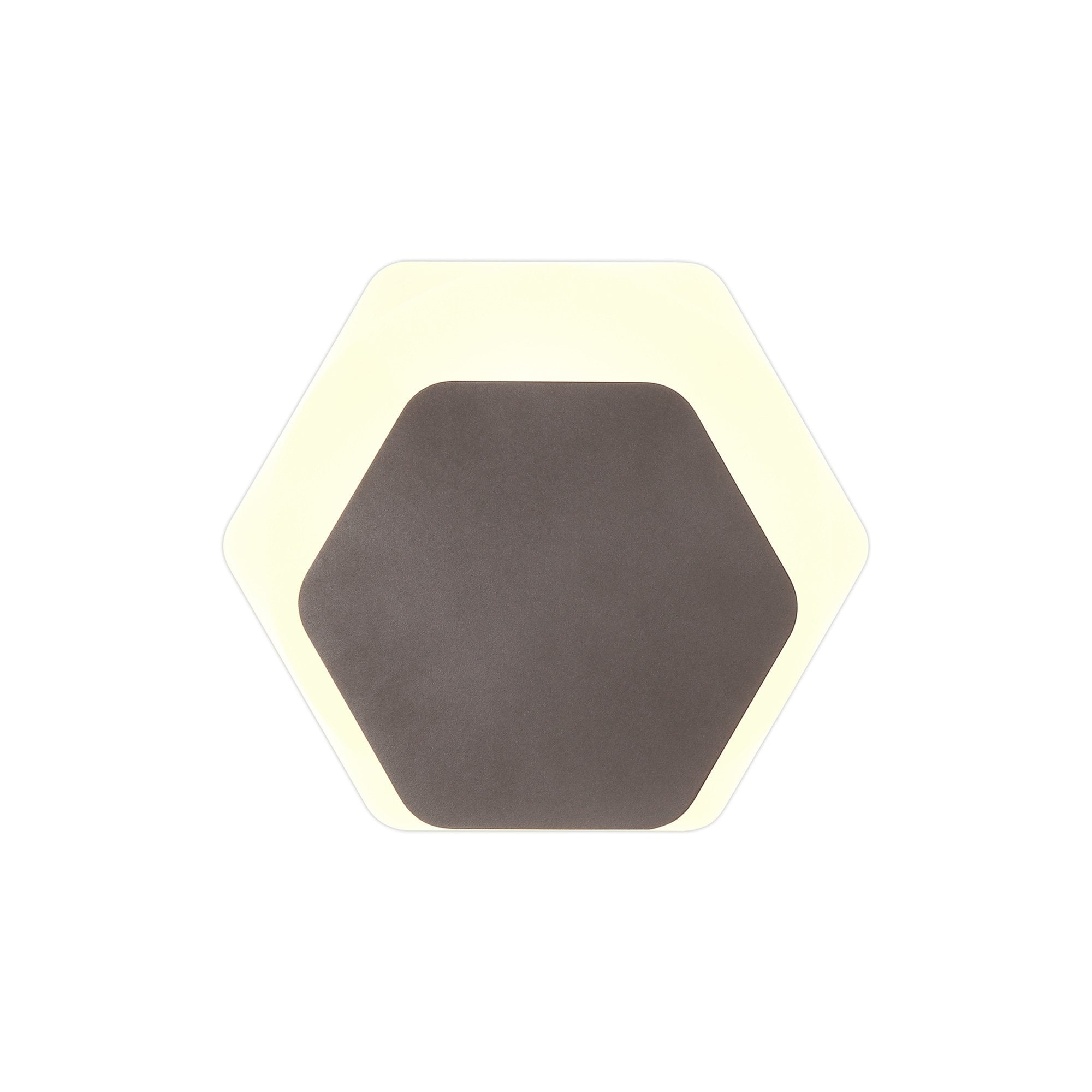 NLK04489 Modena Magnetic Base Wall Lamp LED 15/19cm Horizontal Hexagonal Bottom Offset Coffee/Acrylic Frosted Diffuser