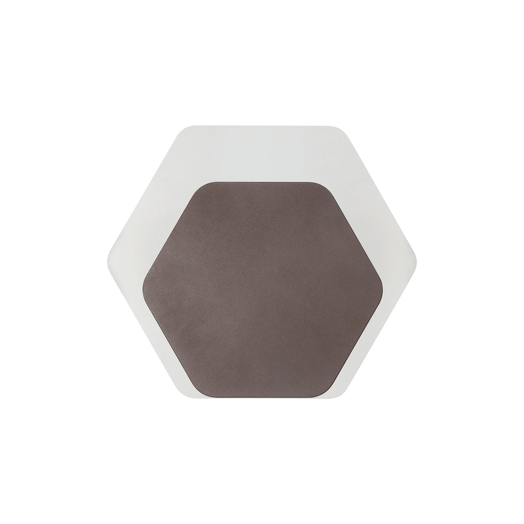 NLK04489 Modena Magnetic Base Wall Lamp LED 15/19cm Horizontal Hexagonal Bottom Offset Coffee/Acrylic Frosted Diffuser