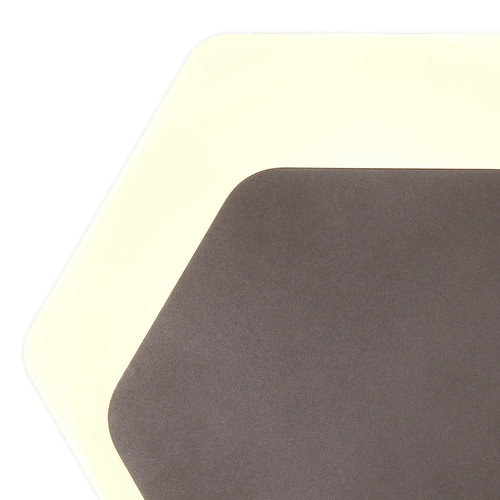 NLK04489 Modena Magnetic Base Wall Lamp LED 15/19cm Horizontal Hexagonal Bottom Offset Coffee/Acrylic Frosted Diffuser