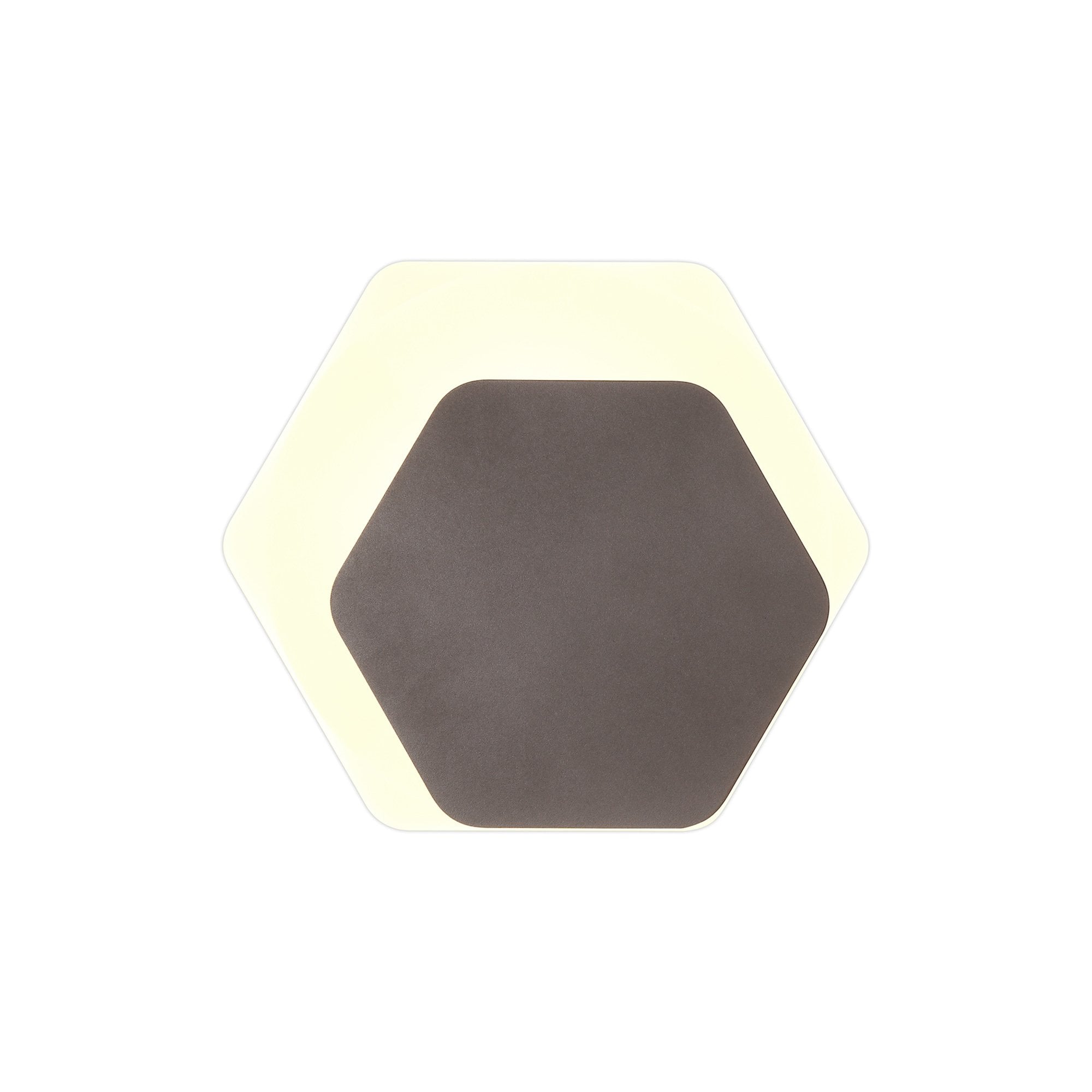 NLK04499 Modena Magnetic Base Wall Lamp LED 15/19cm Horizontal Hexagonal Right Offset Coffee/Acrylic Frosted Diffuser