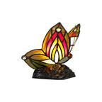 NL72999 Monty Tiffany Butterfly Table Lamp 1 Light Black Base With Green/Red Glass With Clear Crystal