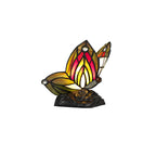 NL72999 Monty Tiffany Butterfly Table Lamp 1 Light Black Base With Green/Red Glass With Clear Crystal