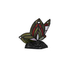 NL72999 Monty Tiffany Butterfly Table Lamp 1 Light Black Base With Green/Red Glass With Clear Crystal