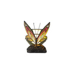 NL72999 Monty Tiffany Butterfly Table Lamp 1 Light Black Base With Green/Red Glass With Clear Crystal