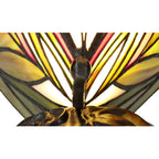 NL72999 Monty Tiffany Butterfly Table Lamp 1 Light Black Base With Green/Red Glass With Clear Crystal