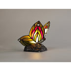 NL72999 Monty Tiffany Butterfly Table Lamp 1 Light Black Base With Green/Red Glass With Clear Crystal