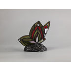 NL72999 Monty Tiffany Butterfly Table Lamp 1 Light Black Base With Green/Red Glass With Clear Crystal