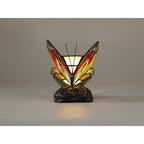 NL72999 Monty Tiffany Butterfly Table Lamp 1 Light Black Base With Green/Red Glass With Clear Crystal