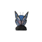 NL73009 Monty Tiffany Butterfly Table Lamp 1 Light Black Base With Blue/Pink Glass With Clear Crystal