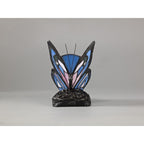 NL73009 Monty Tiffany Butterfly Table Lamp 1 Light Black Base With Blue/Pink Glass With Clear Crystal