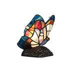 NL73019 Monty Tiffany Butterfly Table Lamp 1 Light Black Base With Blue/Brown Glass With Clear Crystal
