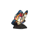 NL73019 Monty Tiffany Butterfly Table Lamp 1 Light Black Base With Blue/Brown Glass With Clear Crystal