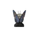 NL73019 Monty Tiffany Butterfly Table Lamp 1 Light Black Base With Blue/Brown Glass With Clear Crystal