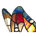 NL73019 Monty Tiffany Butterfly Table Lamp 1 Light Black Base With Blue/Brown Glass With Clear Crystal