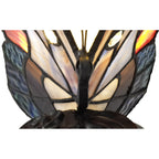 NL73019 Monty Tiffany Butterfly Table Lamp 1 Light Black Base With Blue/Brown Glass With Clear Crystal