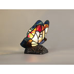 NL73019 Monty Tiffany Butterfly Table Lamp 1 Light Black Base With Blue/Brown Glass With Clear Crystal