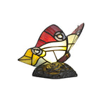 NL73029 Monty Tiffany Butterfly Table Lamp 1 Light Black Base With Red/Yellow/Blue Glass With Clear Crystal